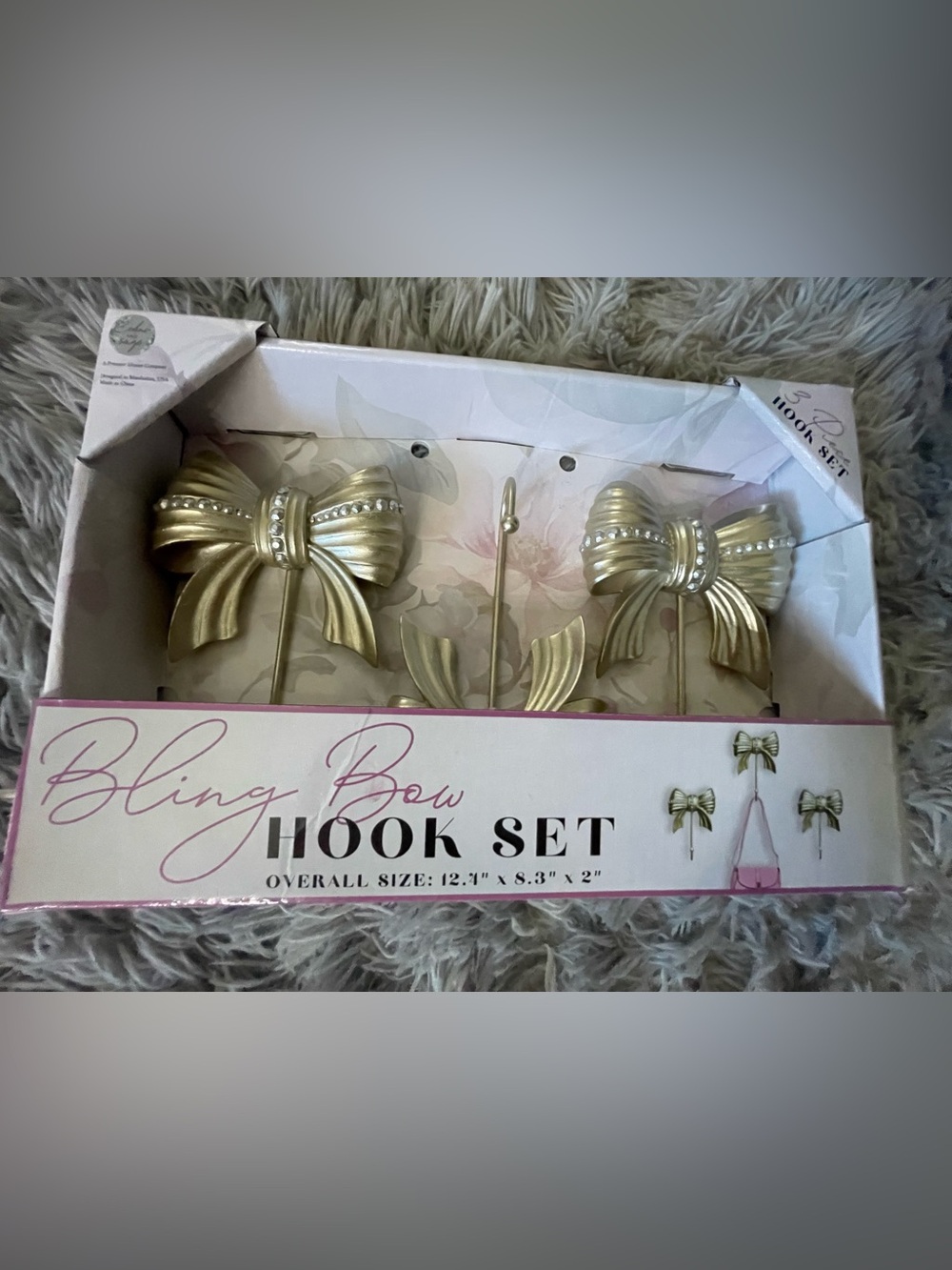 Bling Bow Hook Set - Gold Wall Hooks